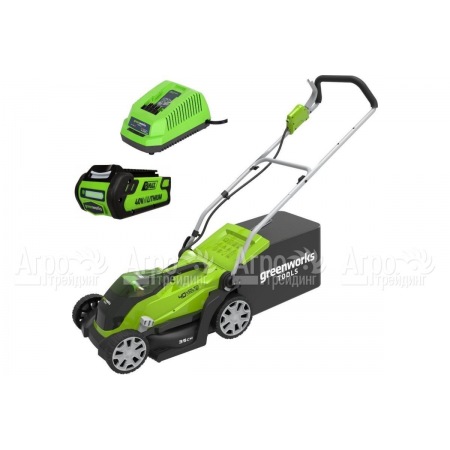 Газонокосилка аккумуляторная GreenWorks G-Max G40LM35K2 40V 35 см  в Саранске